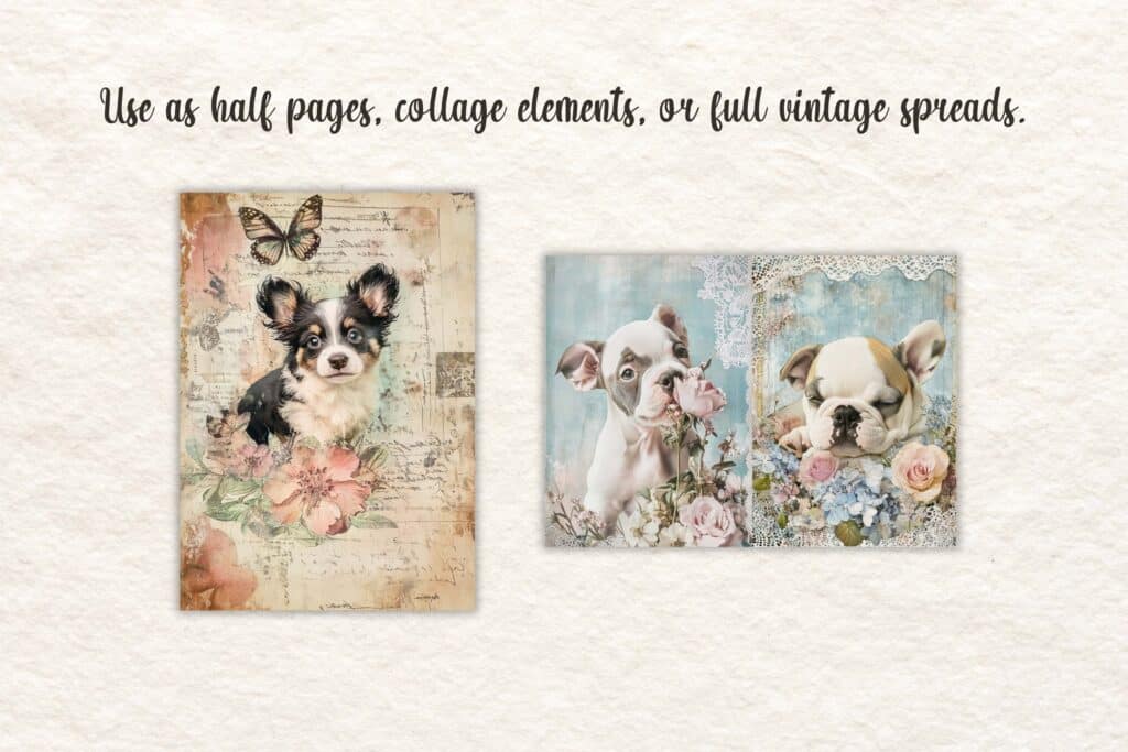 dog junk journal pages dreamy pups artsydee