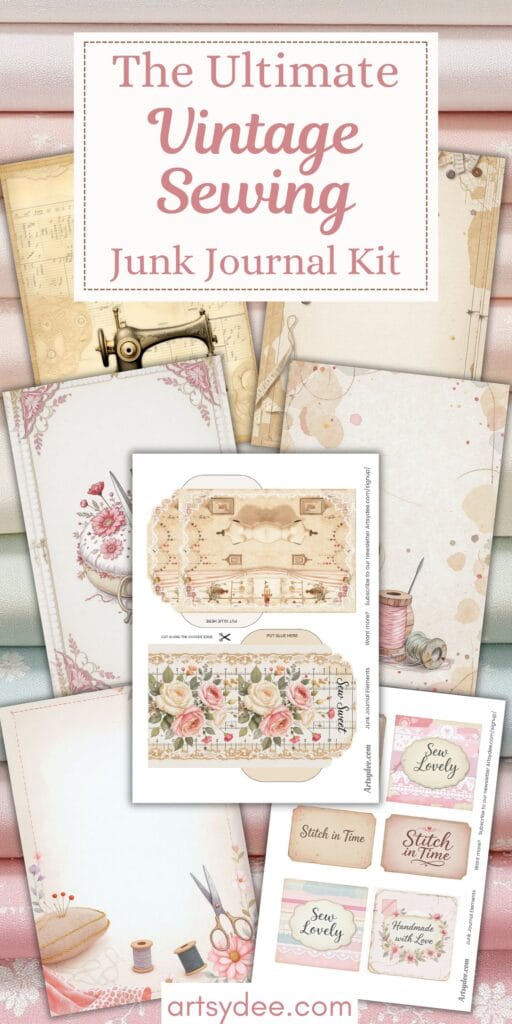 Vintage Sewing Junk Journal Kit artsydee