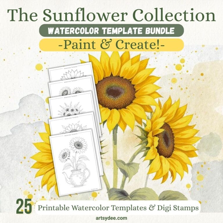 sunflower watercolor templates Artsydee