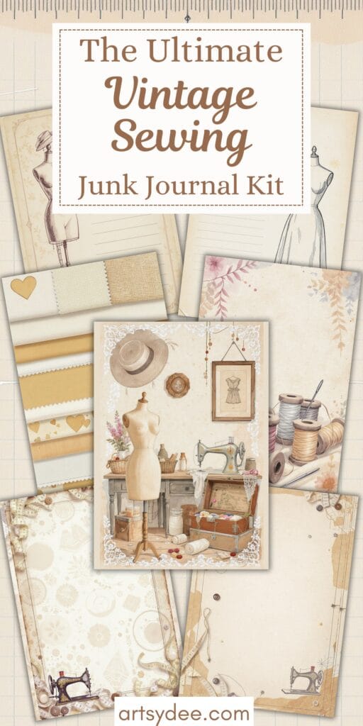 Vintage Sewing Junk Journal Kit Artsydee