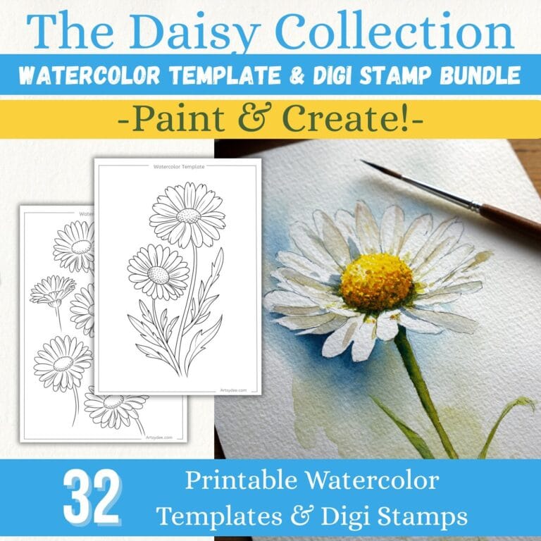 daisy watercolor templates and digis