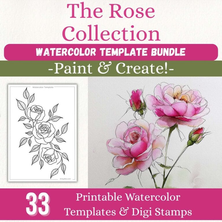 rose watercolor templates 9