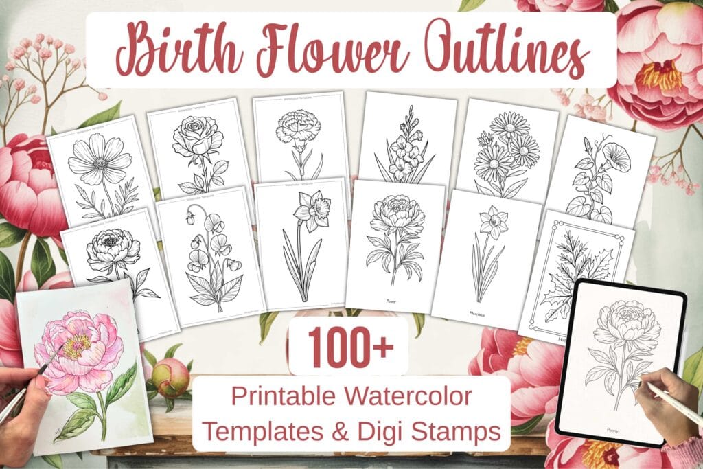birth flower templates