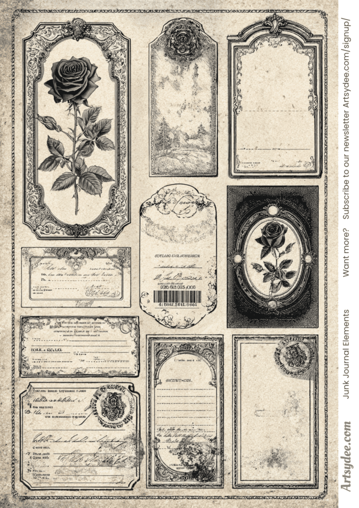 gothic junk journal ideas roses vintage ephemera