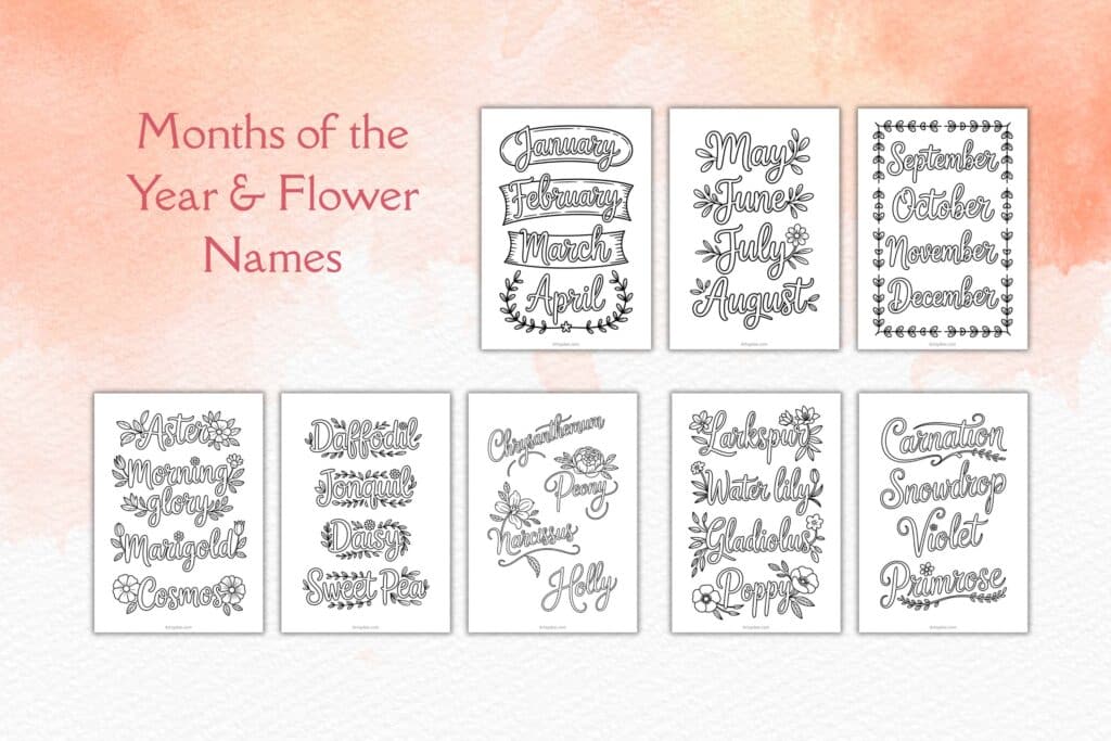 Birth Flowers Watercolor Templates & digital stamps Artsydee