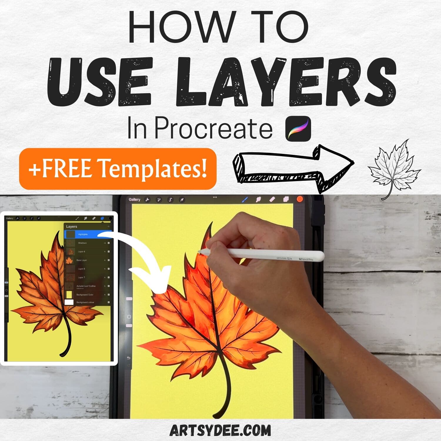 How to use layers in procreate autumn leaf tutorial