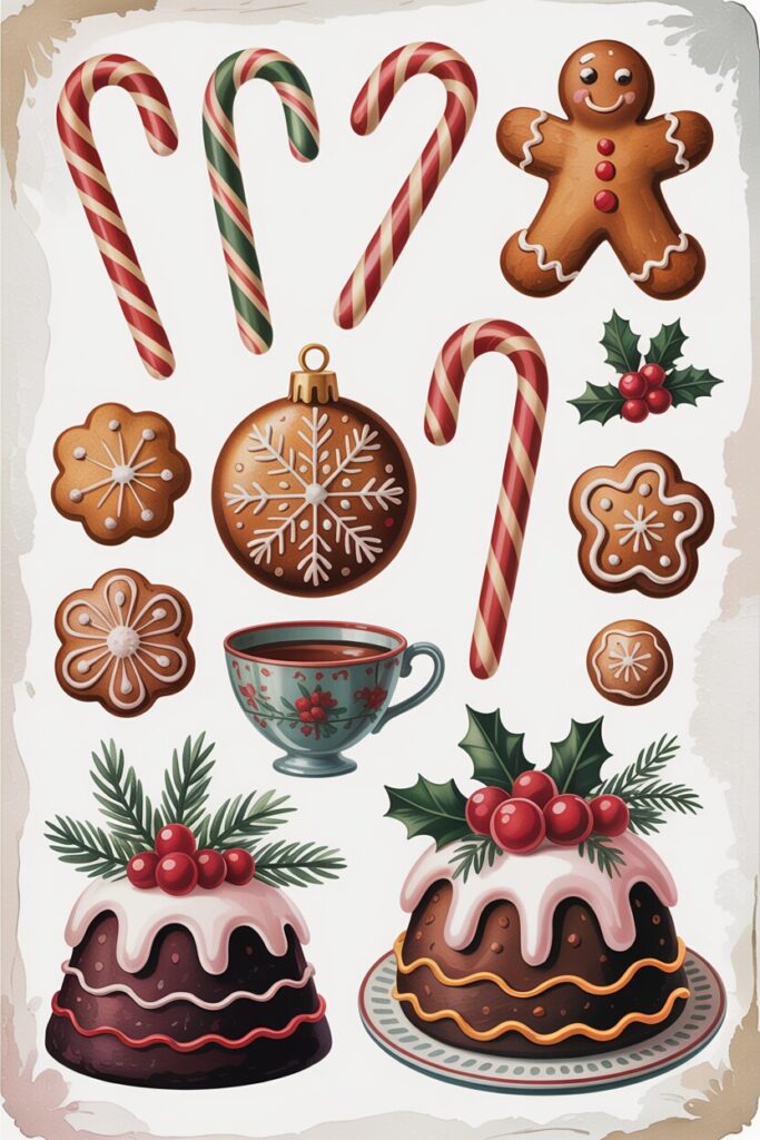 christmas junk journal stickers pins 2