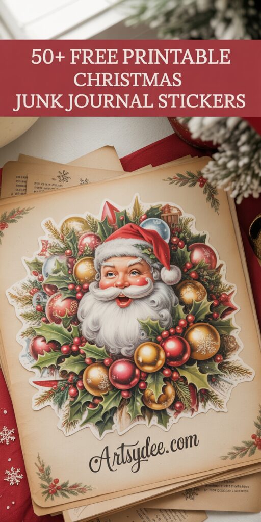 christmas junk journal stickers pins 2