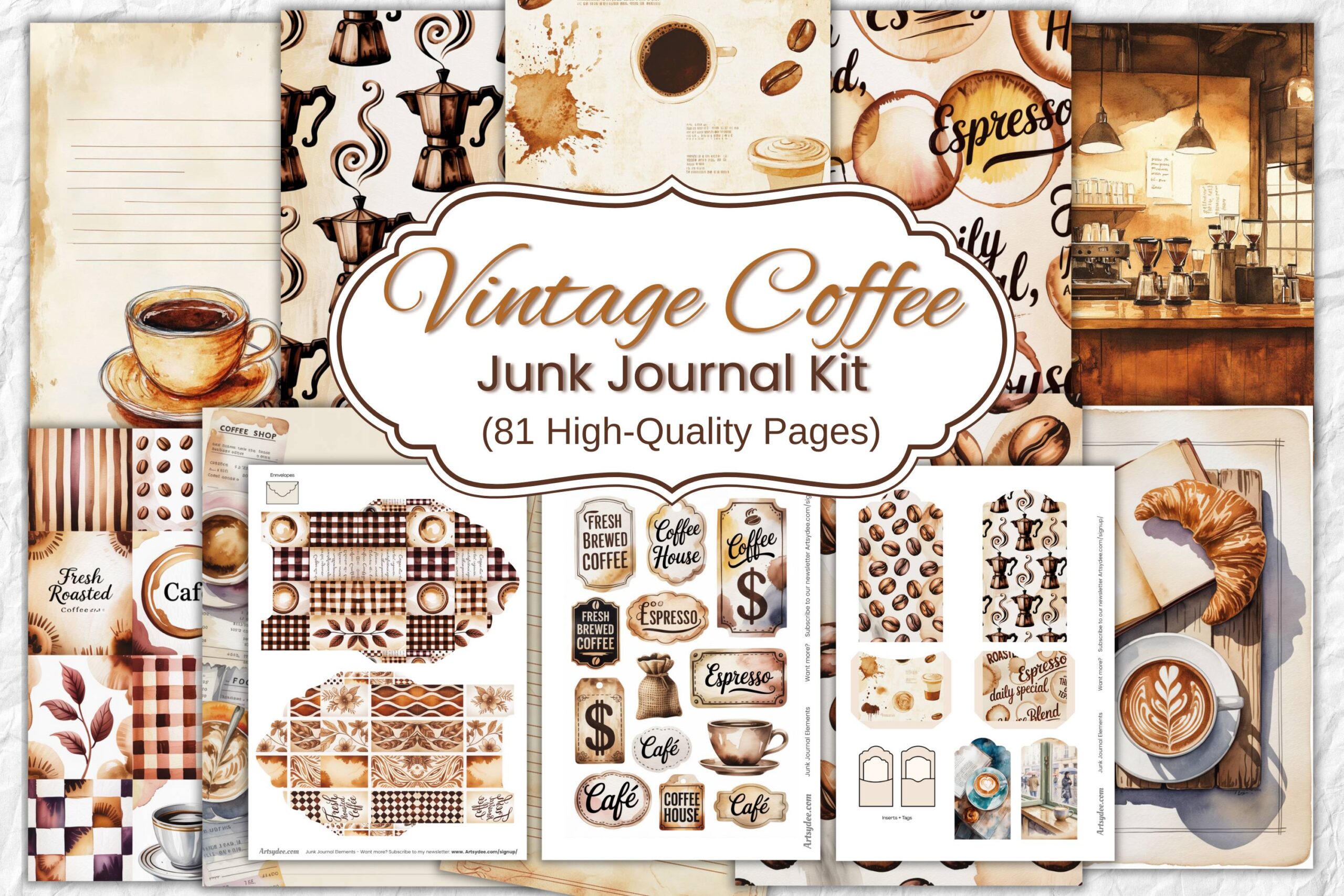 Vintage Coffee Junk Journal Kit (81 High Quality Pages) - Payhip