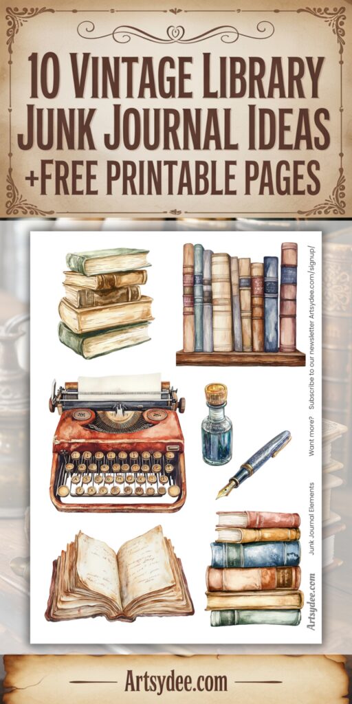 free vintage library junk journal printables 4
