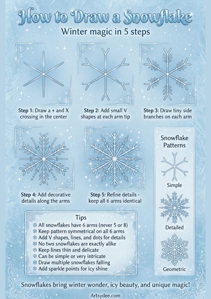 how to draw a snowflake 3