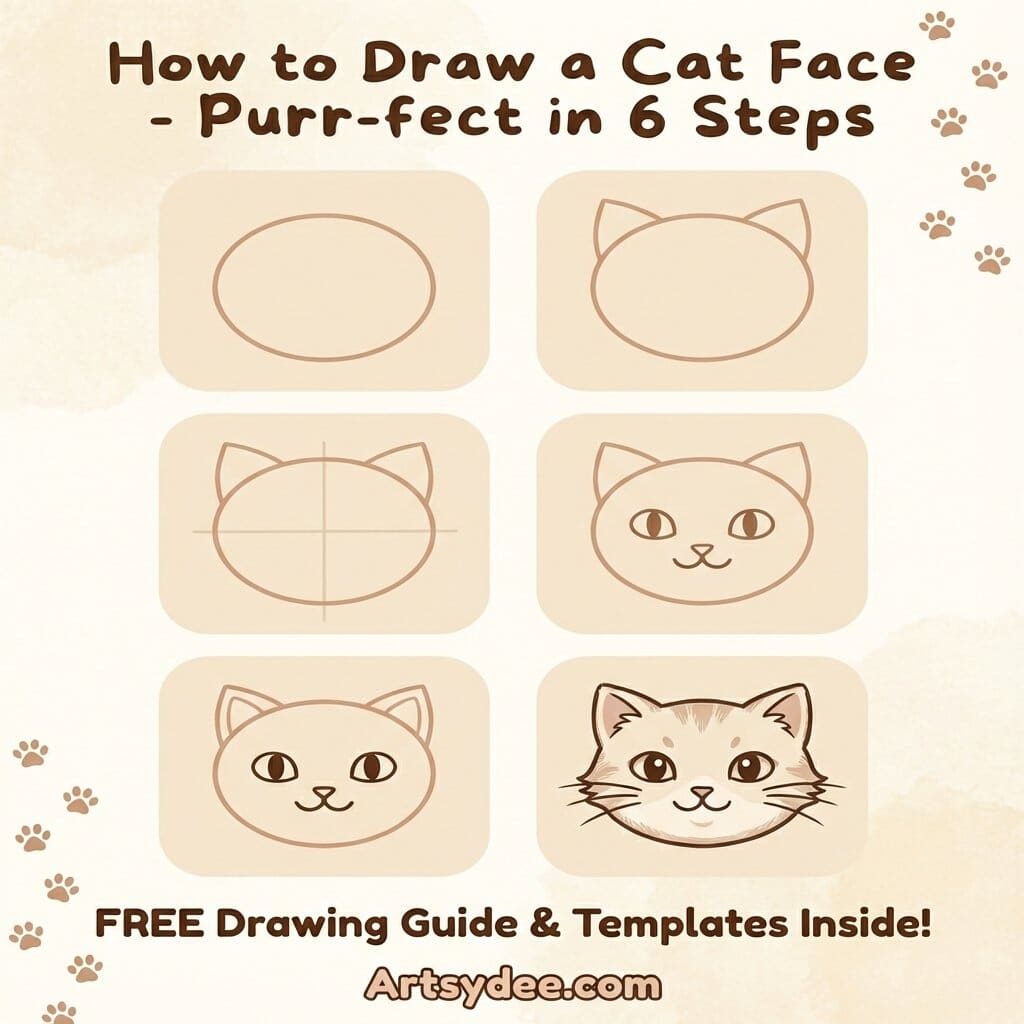 how to draw a cat face