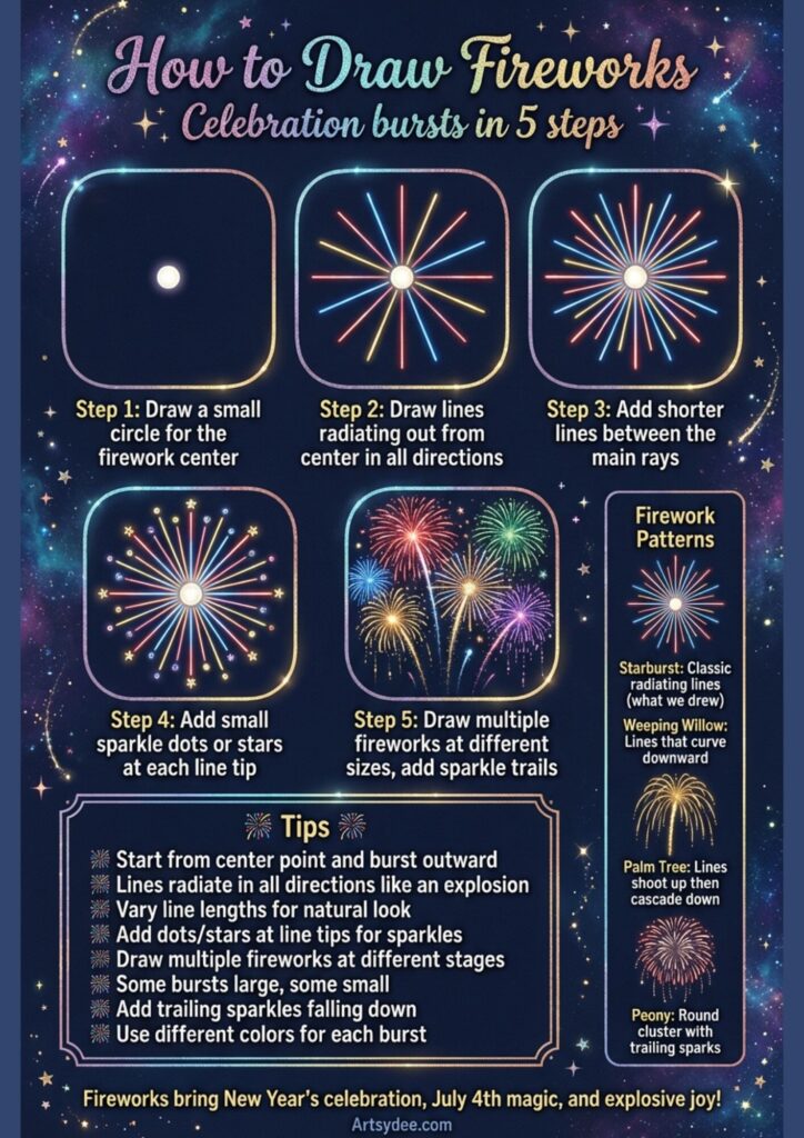 how to draw fireworks