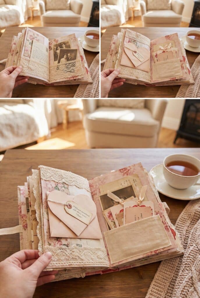 valentines junk journal spreads