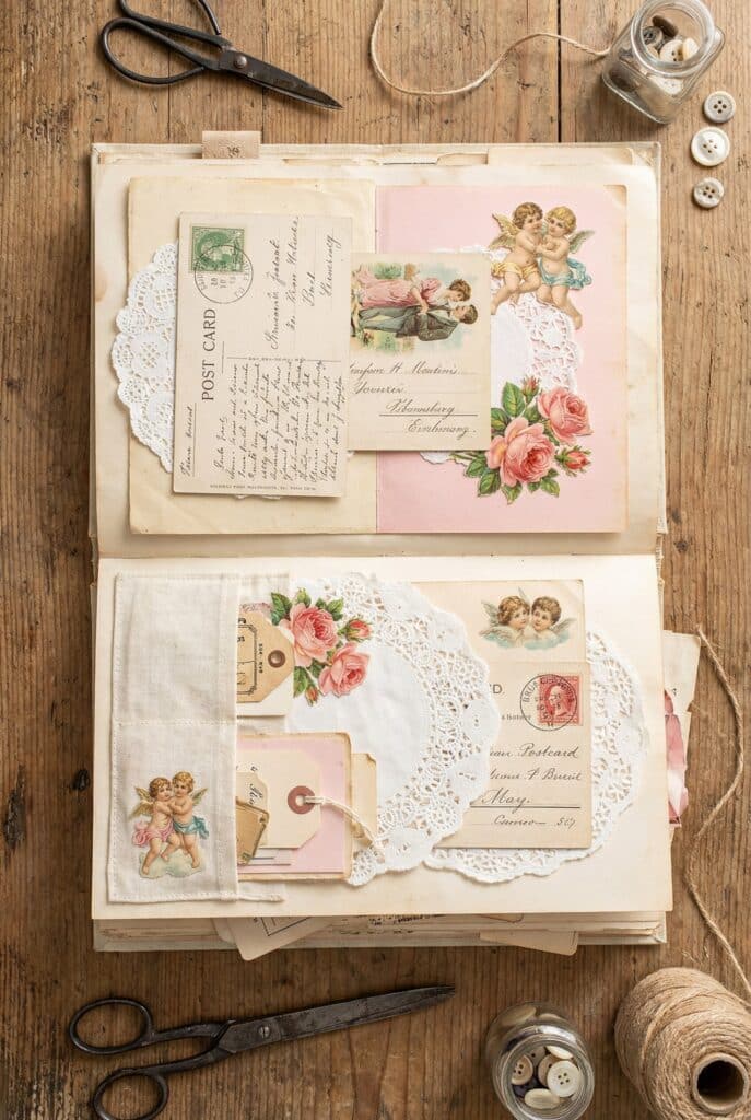 valentines junk journal spreads