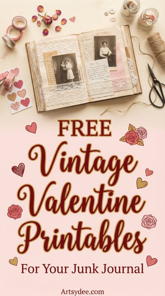  valentines junk journal spreads