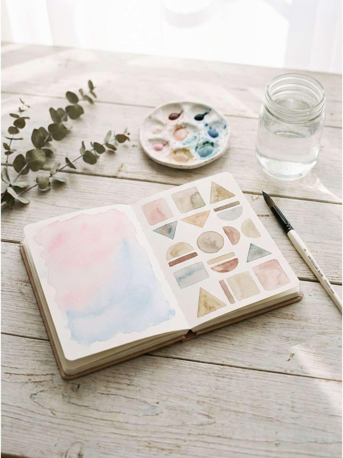 Graded watercolor wash technique for sketchbook backgrounds