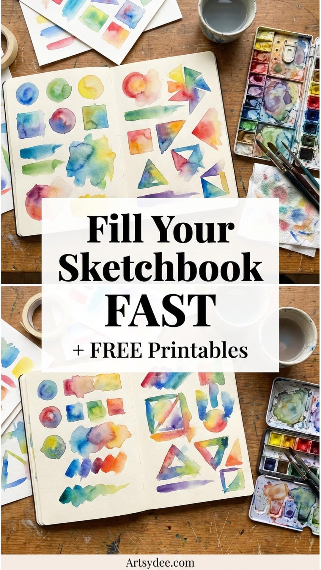 20 easy watercolor backgrounds for sketchbooks - beginner techniques pin