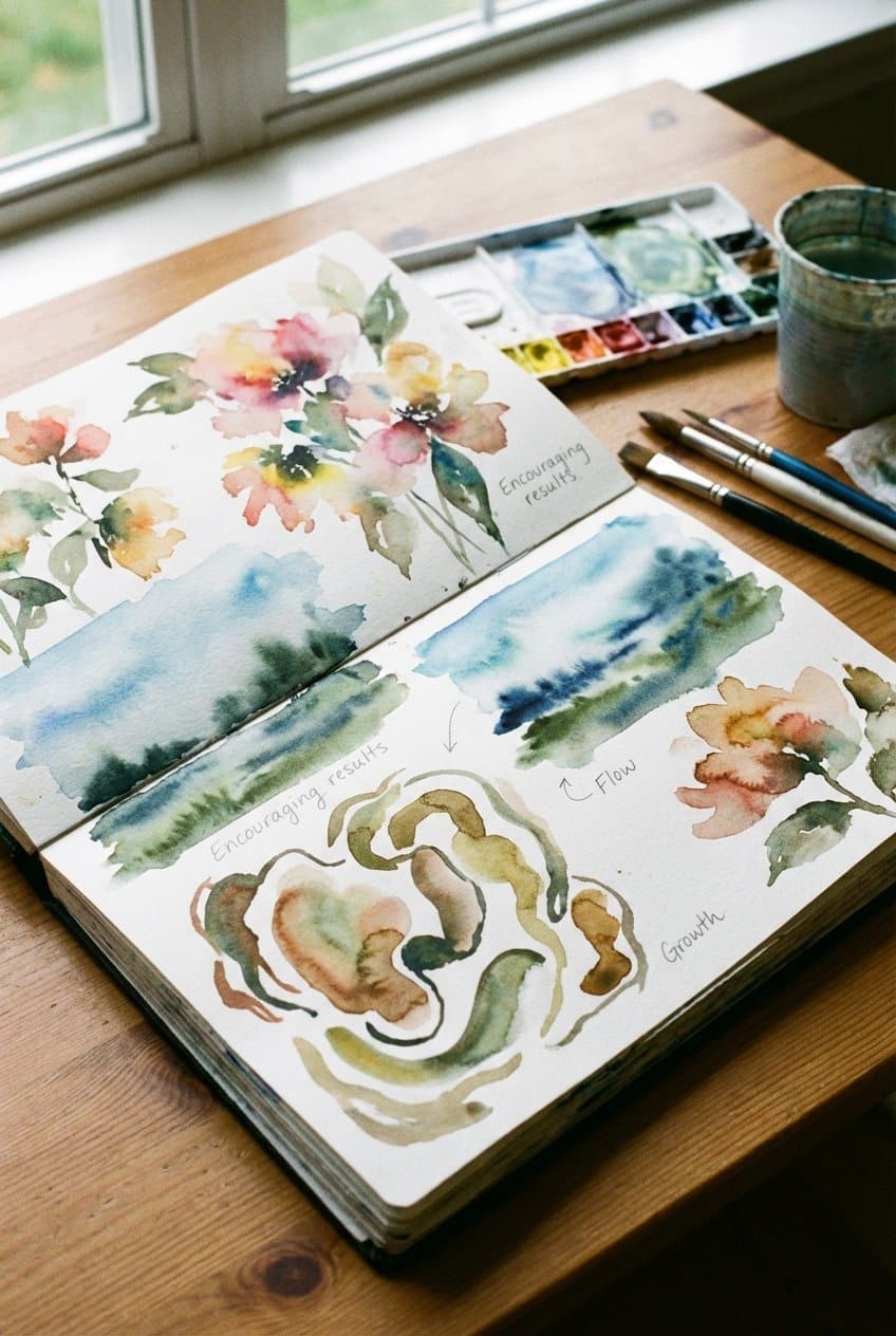 No drawing watercolor painting