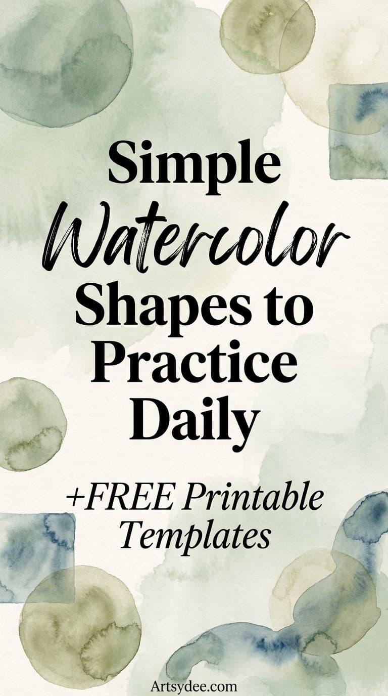 Simple watercolor shapes practice Pinterest pin