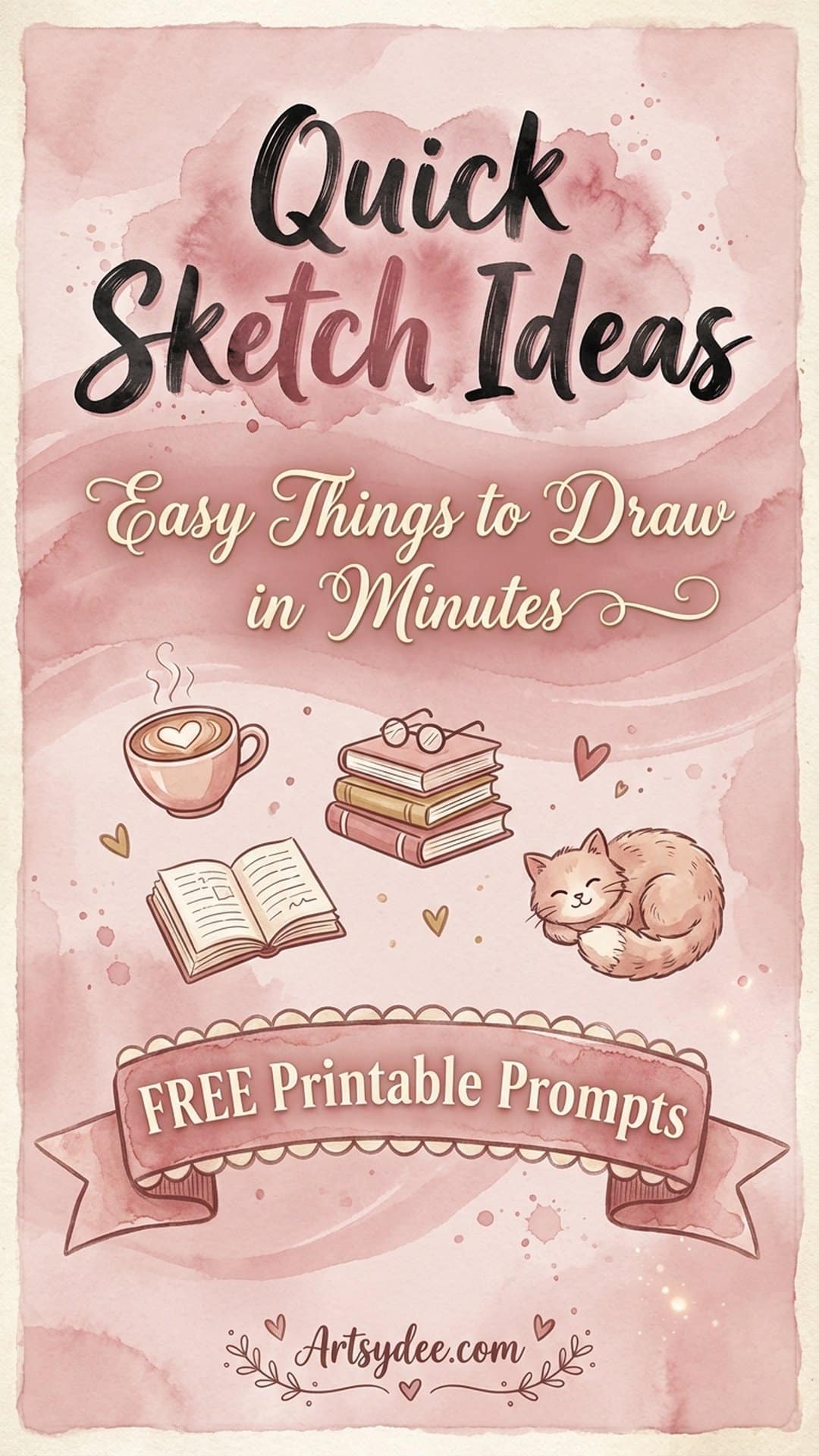 Things to draw in 10 minutes - quick and easy drawing ideas for beginners plus free printable prompt cards