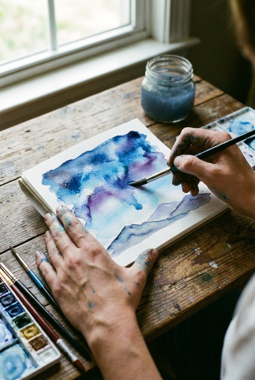 Mini watercolor landscapes Pinterest pin