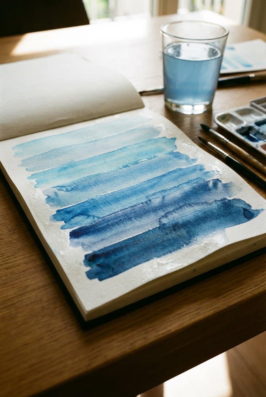 Watercolor circles and lines art