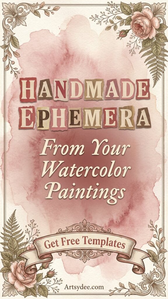 Handmade ephemera from watercolor paintings Pinterest pin