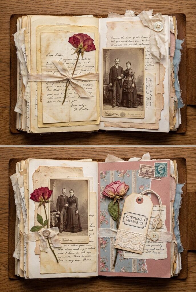 valentines junk journal spread 2