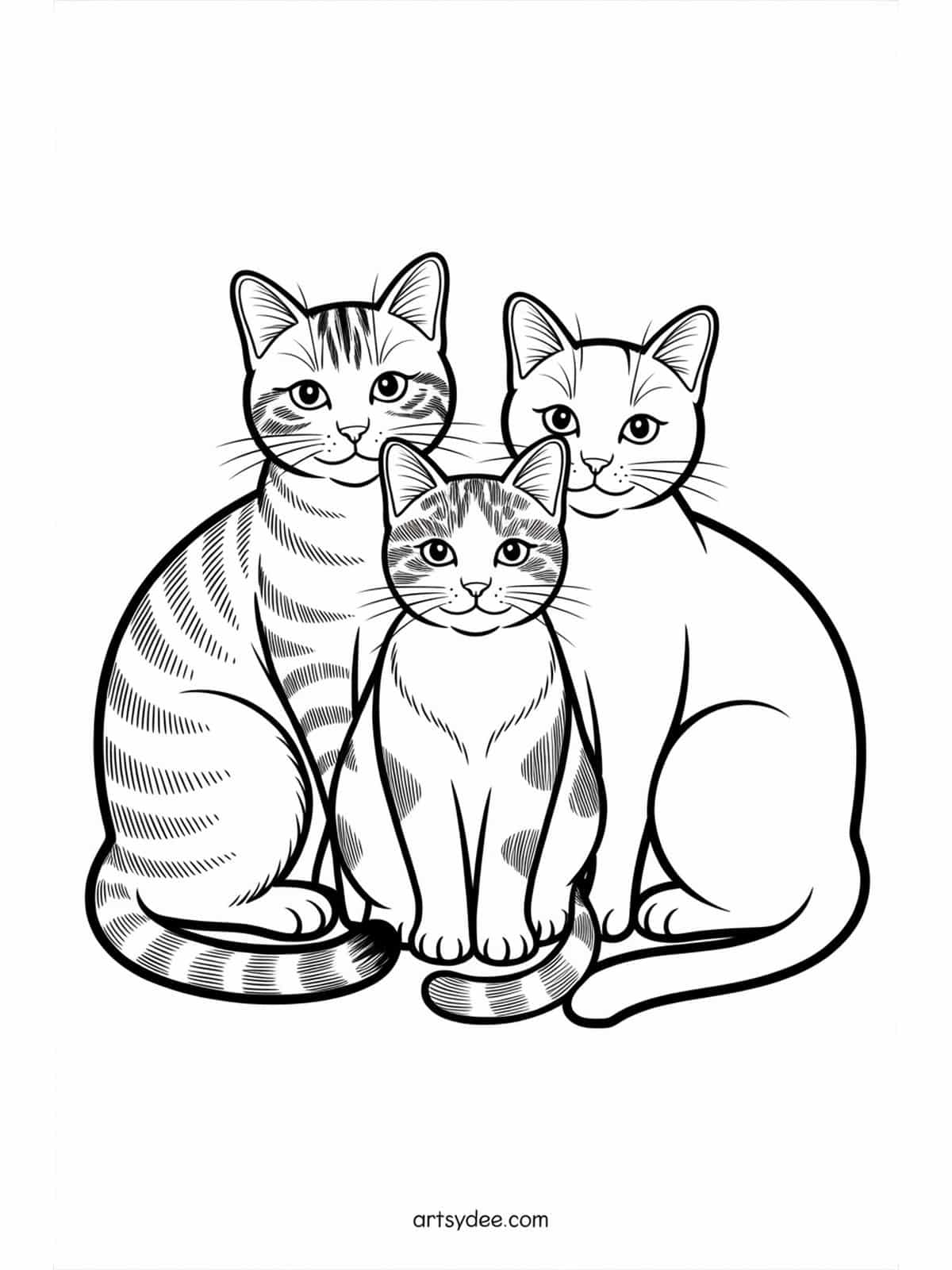 Cat sleeping in cozy window seat coloring page - free printable from artsydee.com