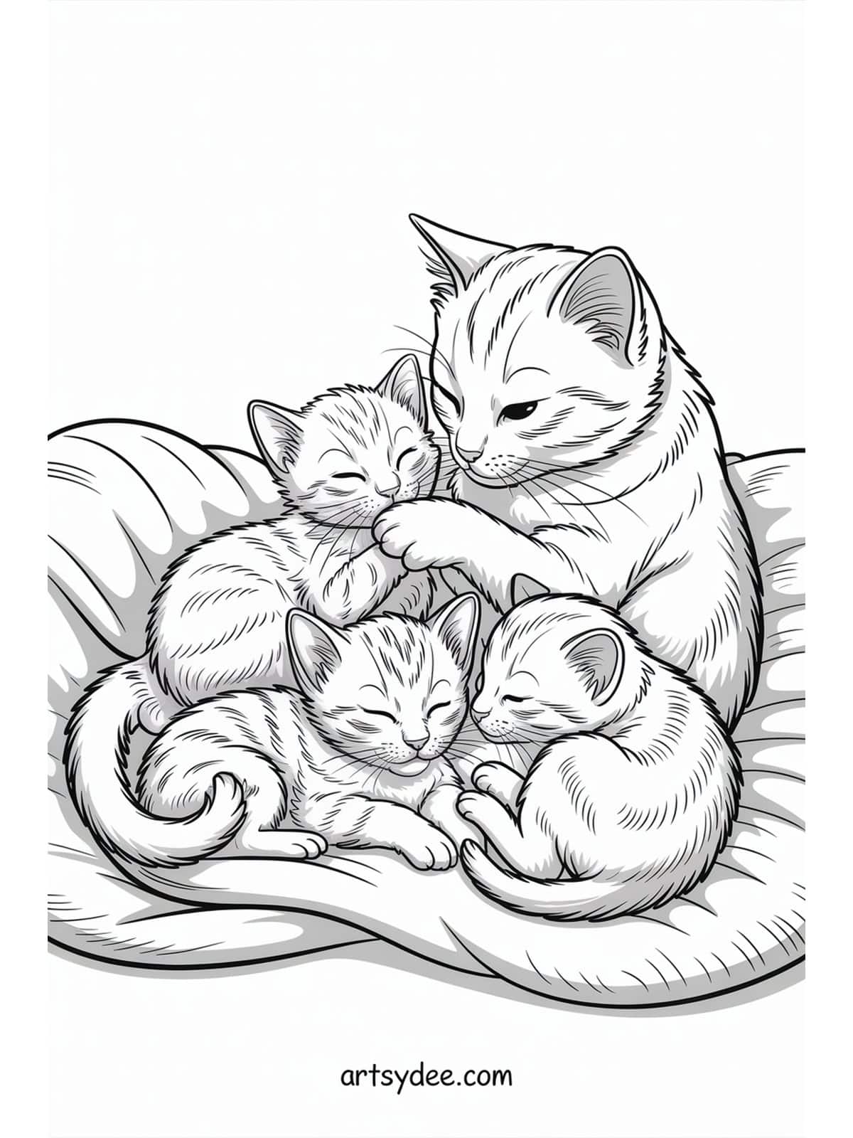 Explorer cat with books and globe coloring page - free printable from artsydee.com