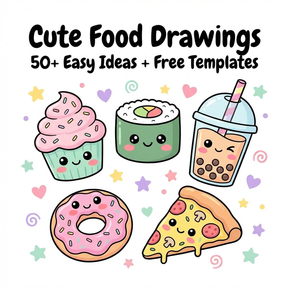 Cute food drawings - featured