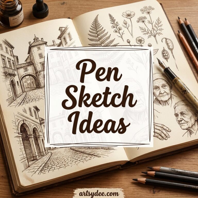 45 pen sketch ideas for your sketchbook with free printable templates