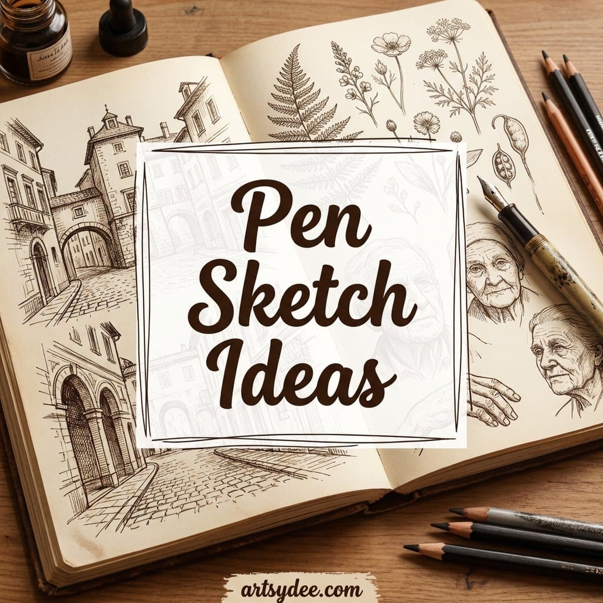 45 pen sketch ideas for your sketchbook with free printable templates