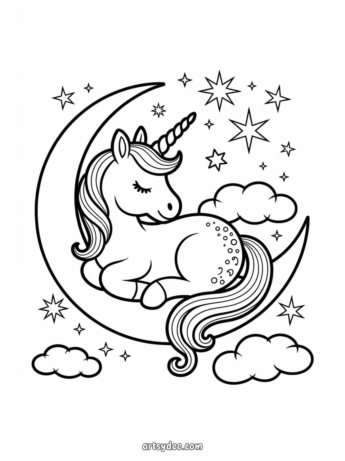 Free unicorn coloring page - Unicorn at birthday party