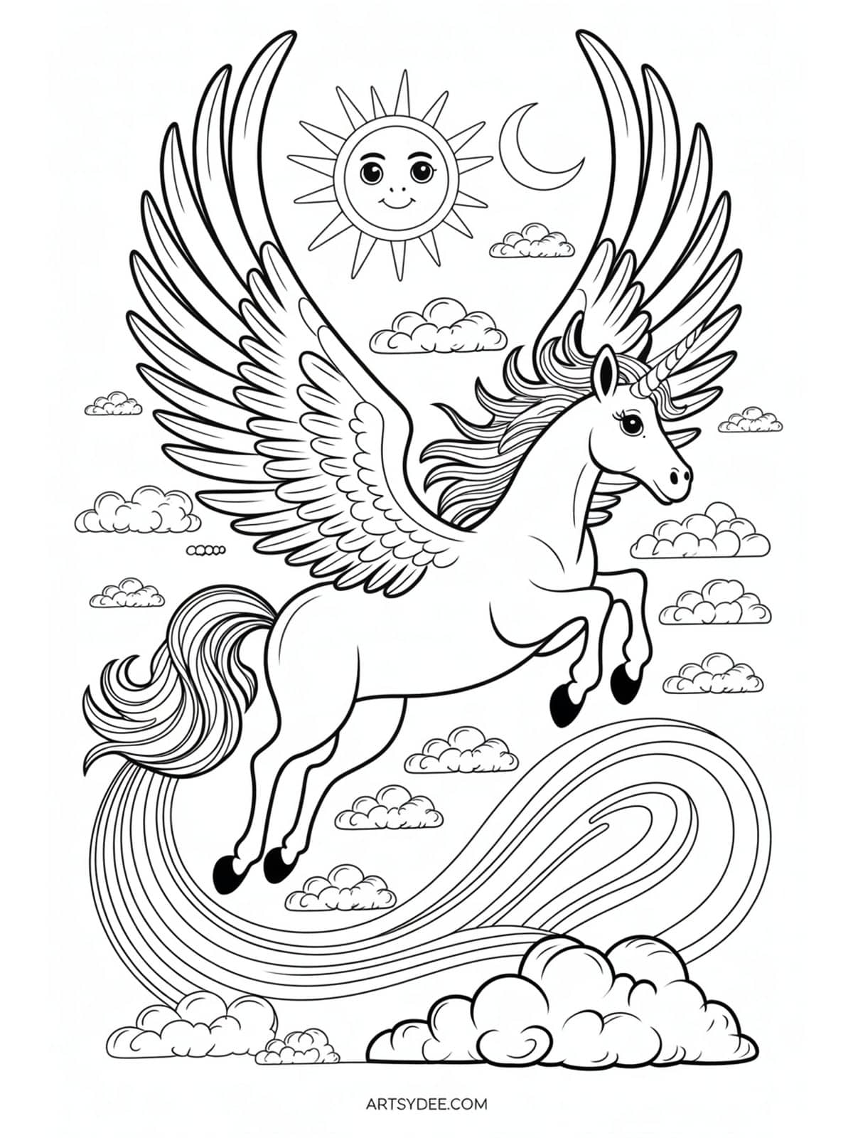 Free unicorn coloring page - Carousel unicorn horse