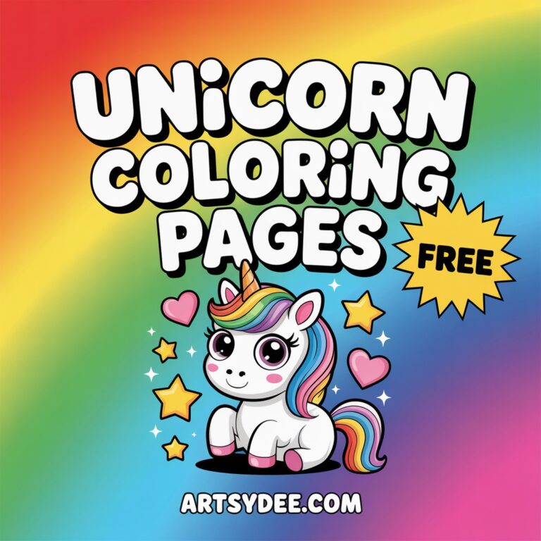 Free unicorn coloring pages printable PDF