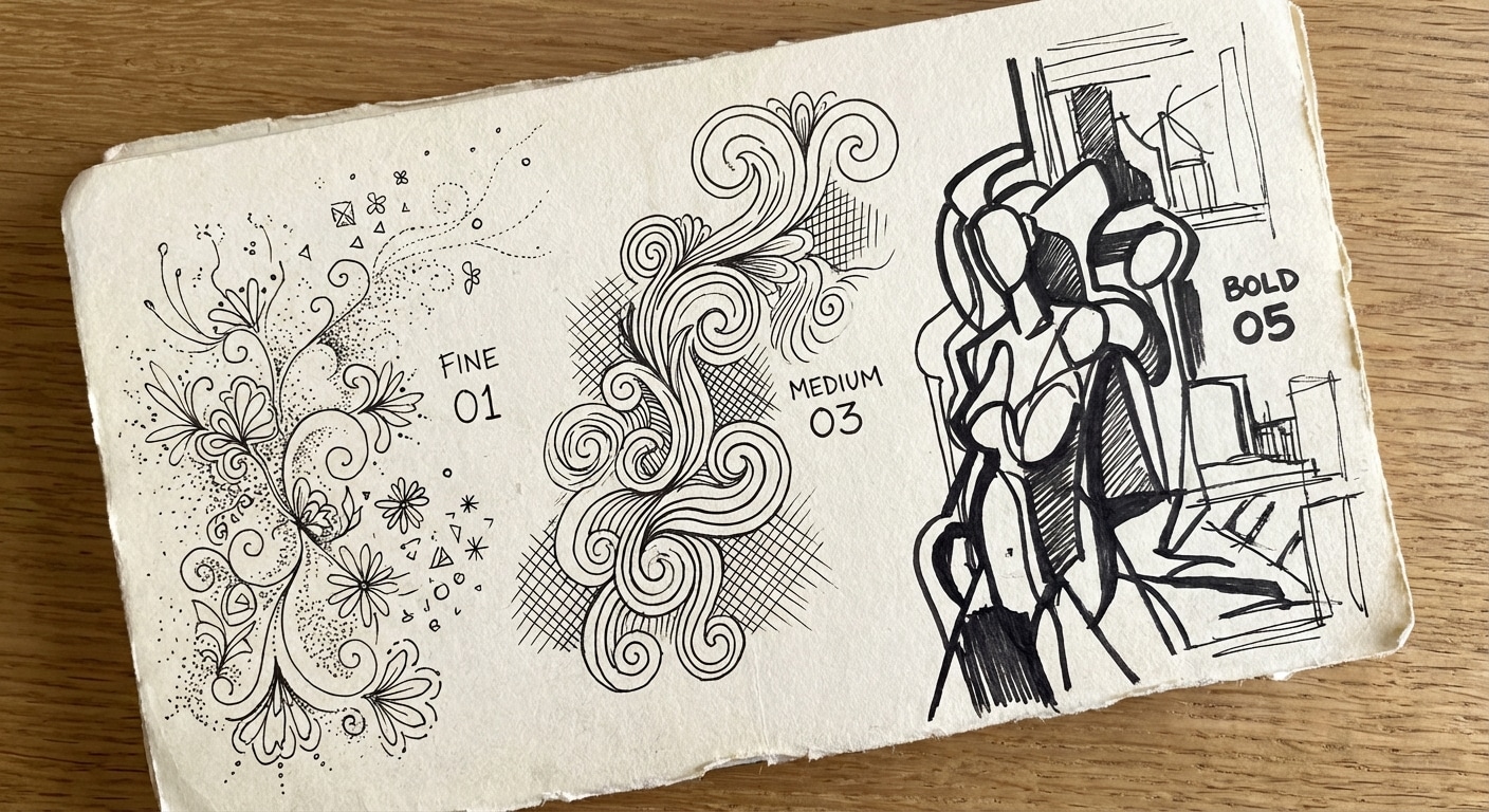 Best supplies for doodling including fine liner pens and dot grid notebooks for beginners