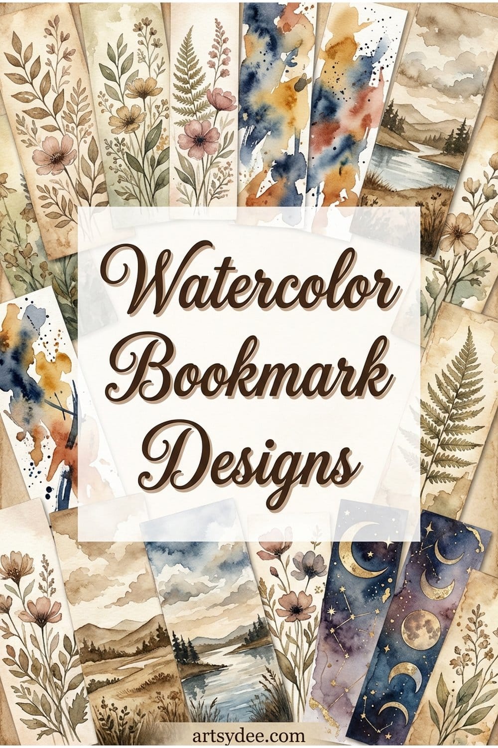 Watercolor bookmarks ideas and tutorial with 30 plus designs and free printable templates