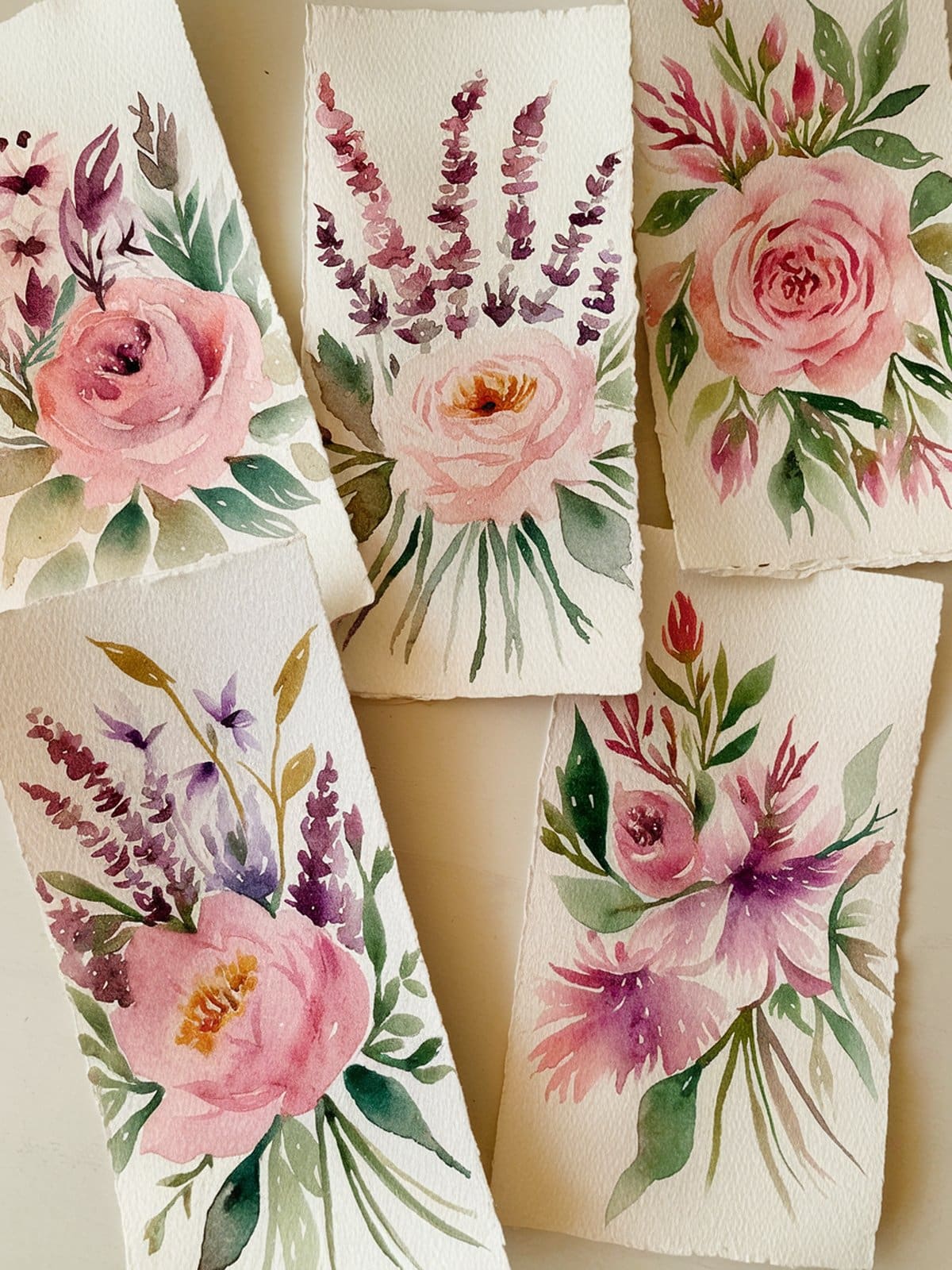 Abstract and galaxy watercolor bookmark designs with deep purples and star effects