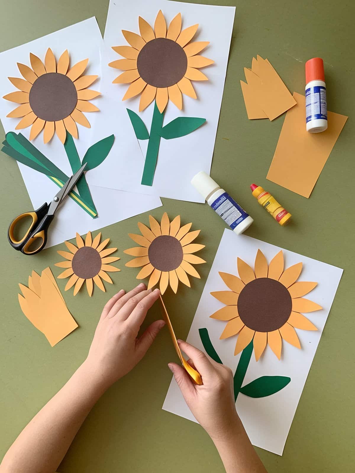 Sunflower craft templates for paper flowers and decorations