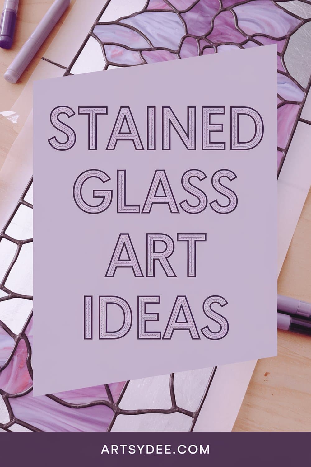 Simple stained glass pattern coloring page for beginners with large sections