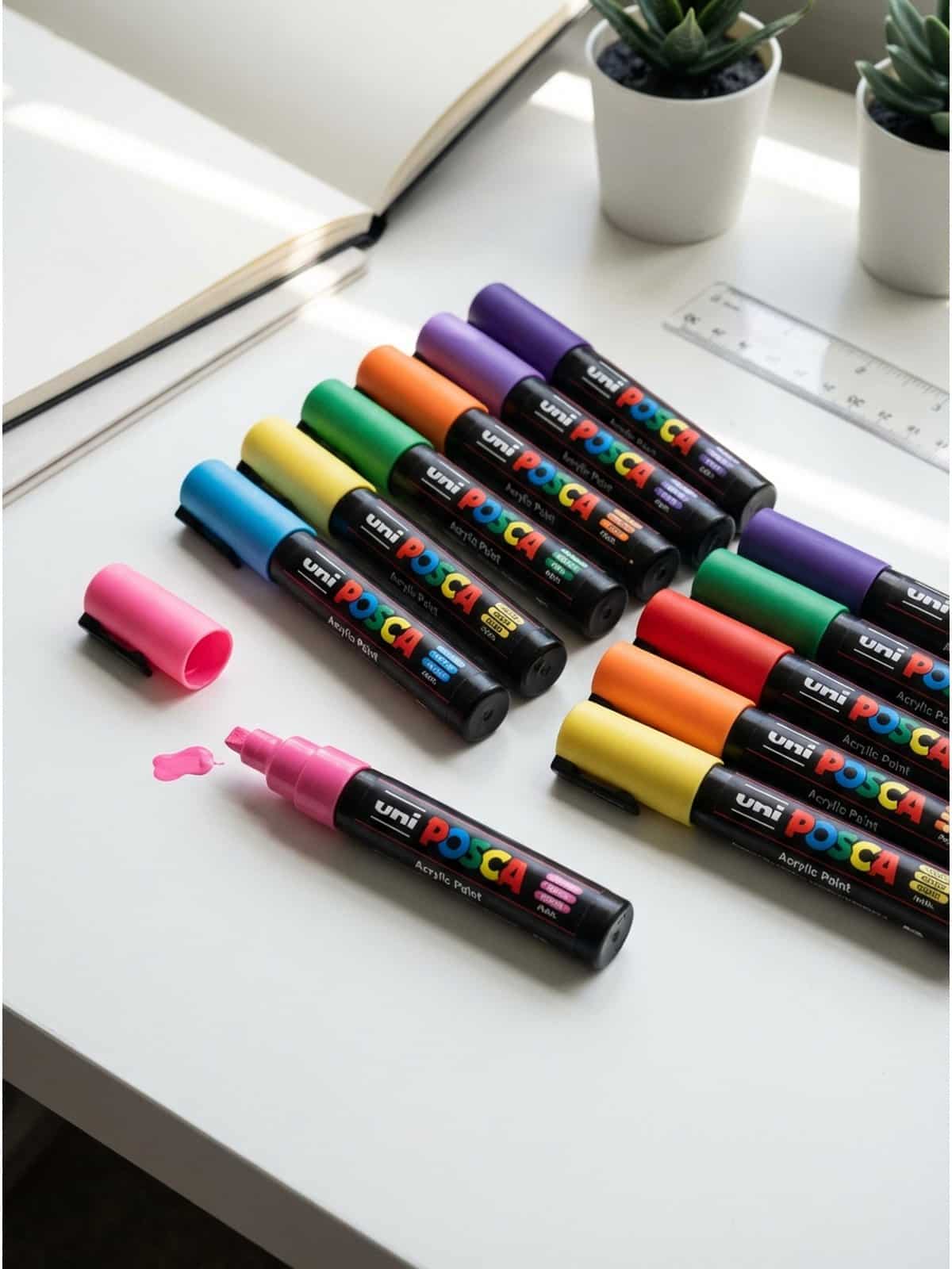 Acrylic markers showing vibrant colours on mixed media paper