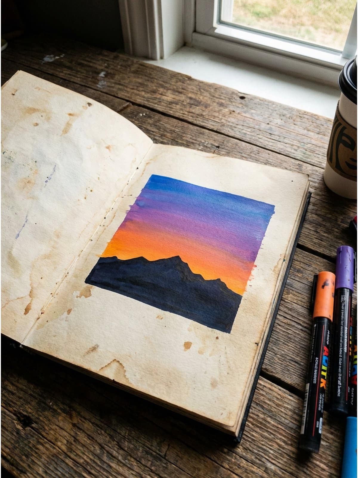 Nature and landscape doodles with acrylic markers