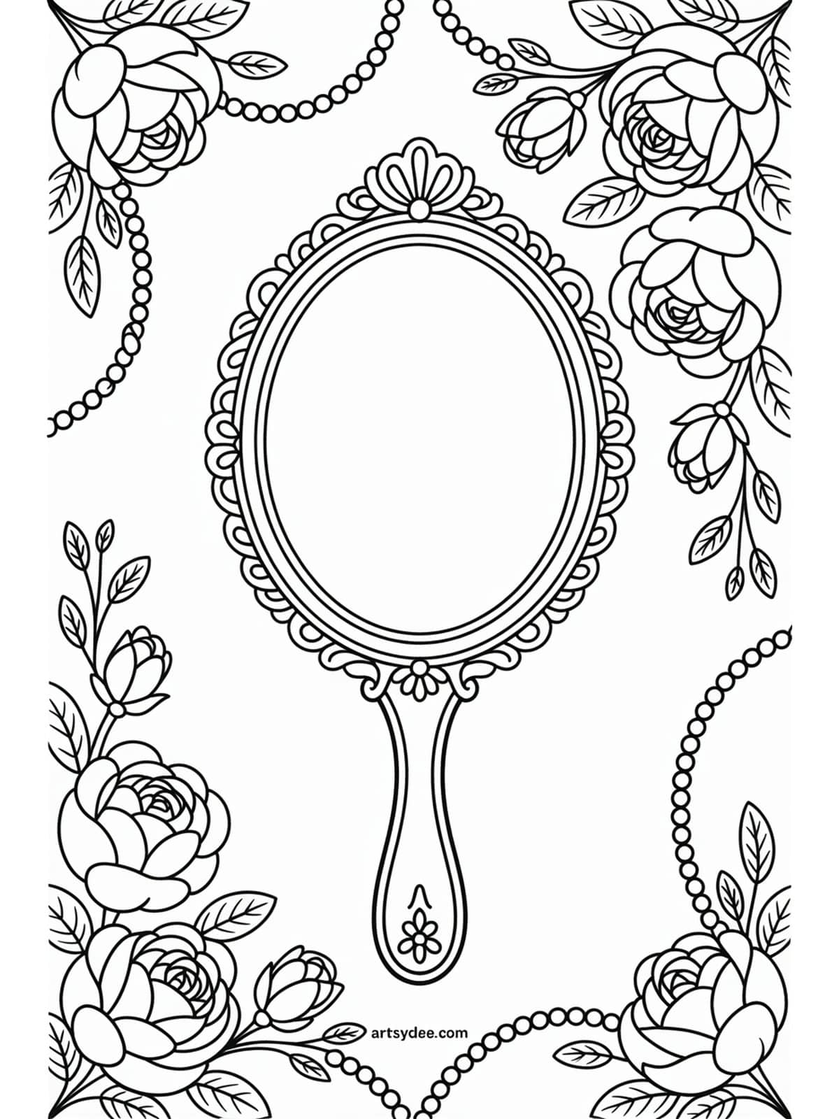 Mothers Day Coloring Pages Pinterest pin - pink roses watercolor background