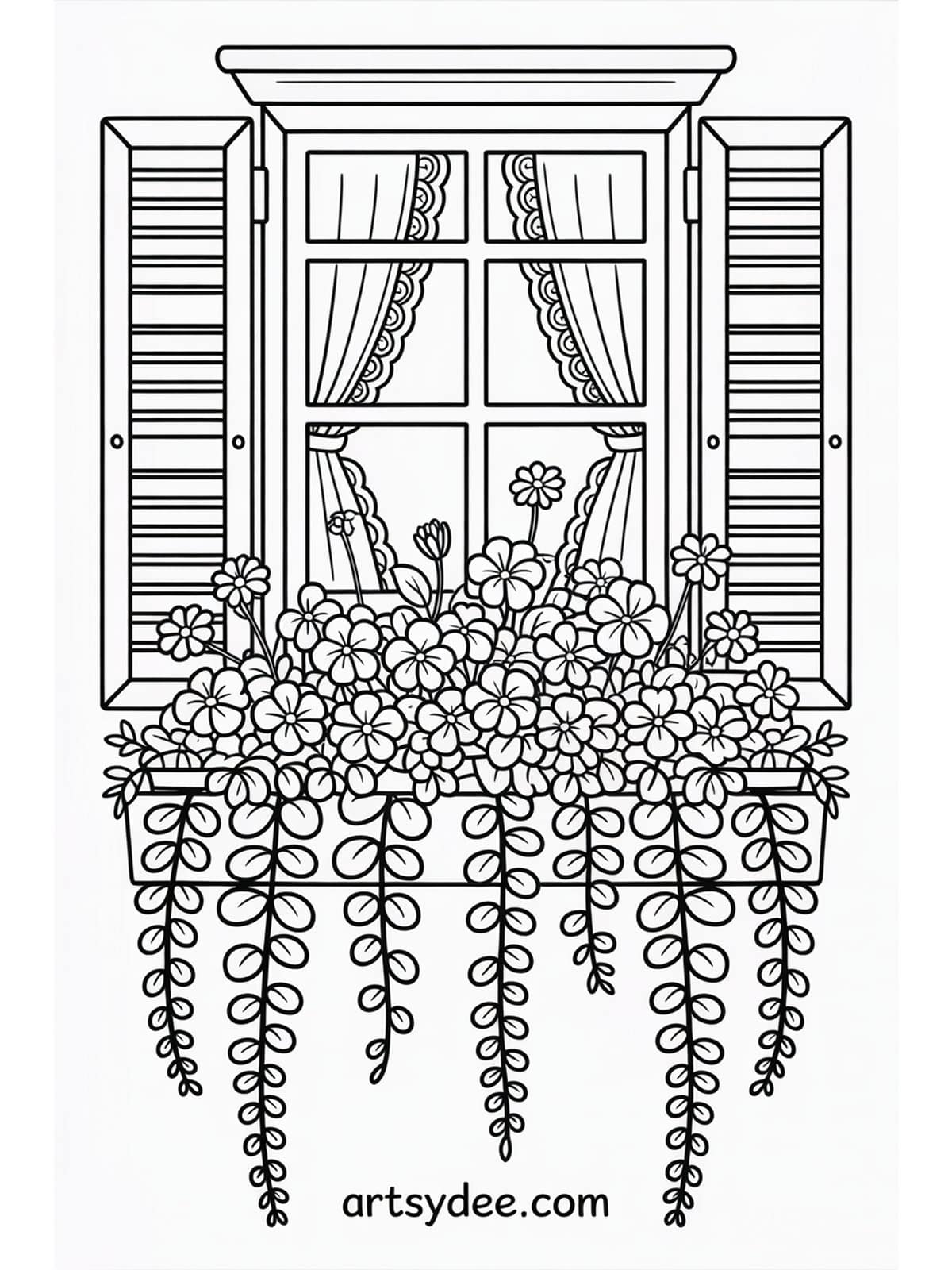 Mothers Day coloring page - floral heart made of roses tulips and daisies