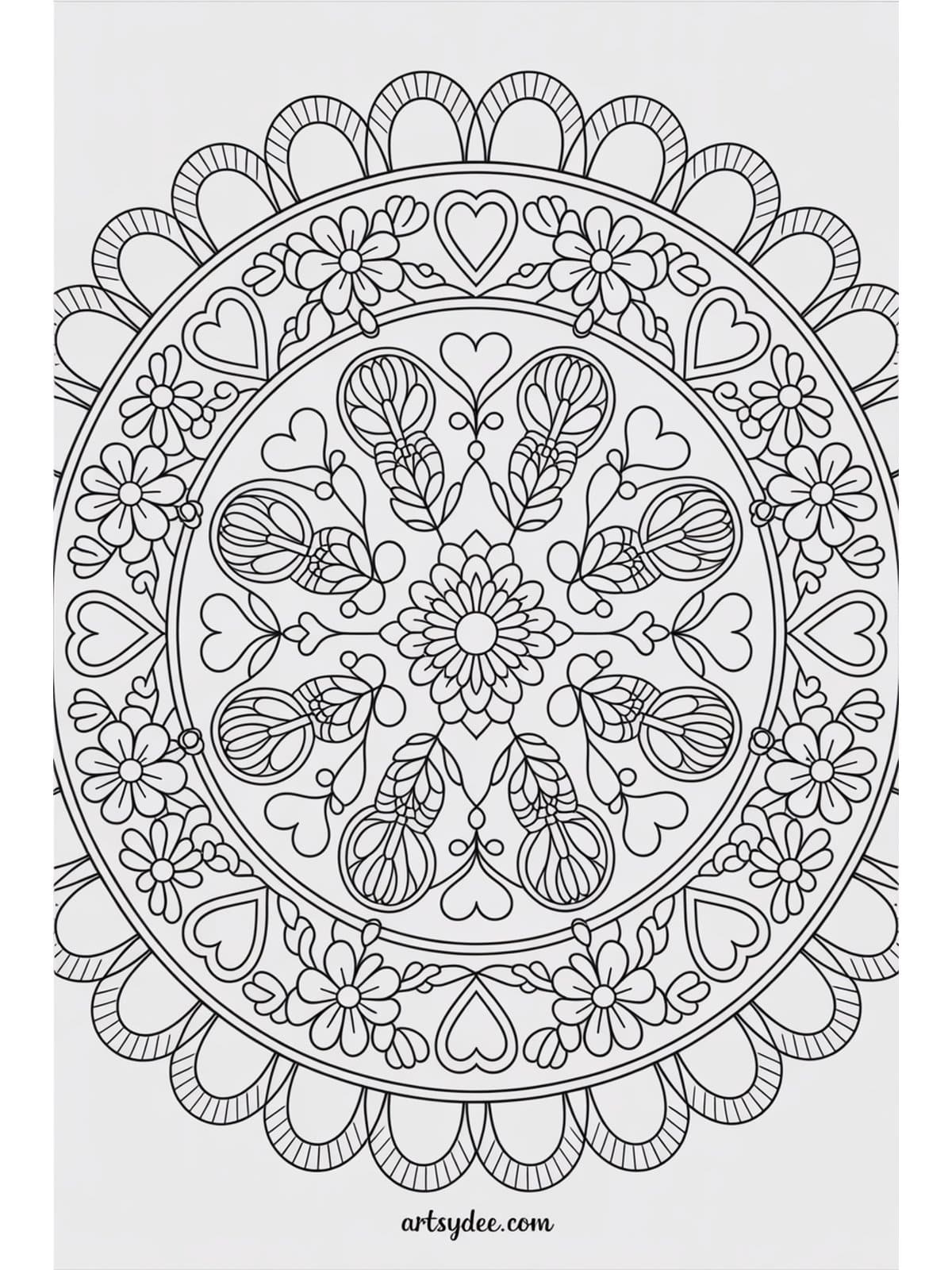 Mothers Day coloring page - window box overflowing with geraniums and petunias