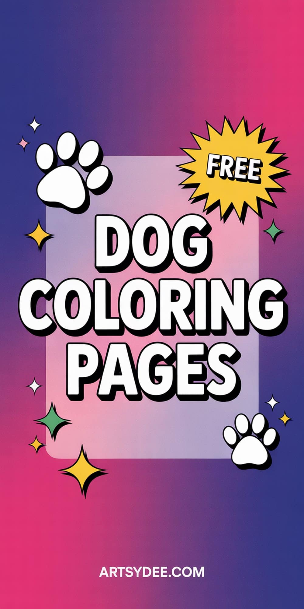 Dog coloring pages Pinterest pin - Dog Coloring Pages - free printable from artsydee.com