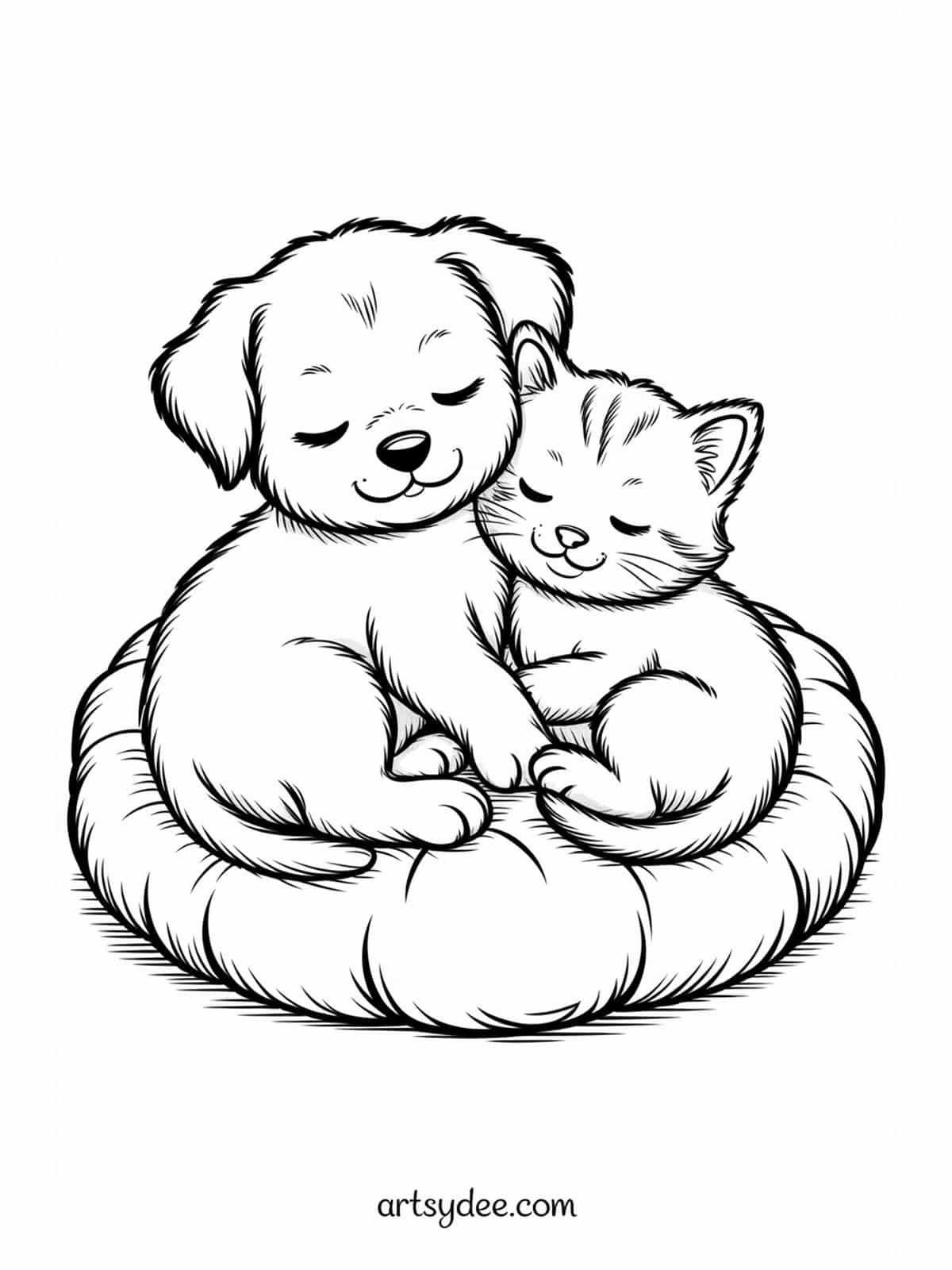 Dalmatian dog with spots and paw prints coloring page - free printable from artsydee.com