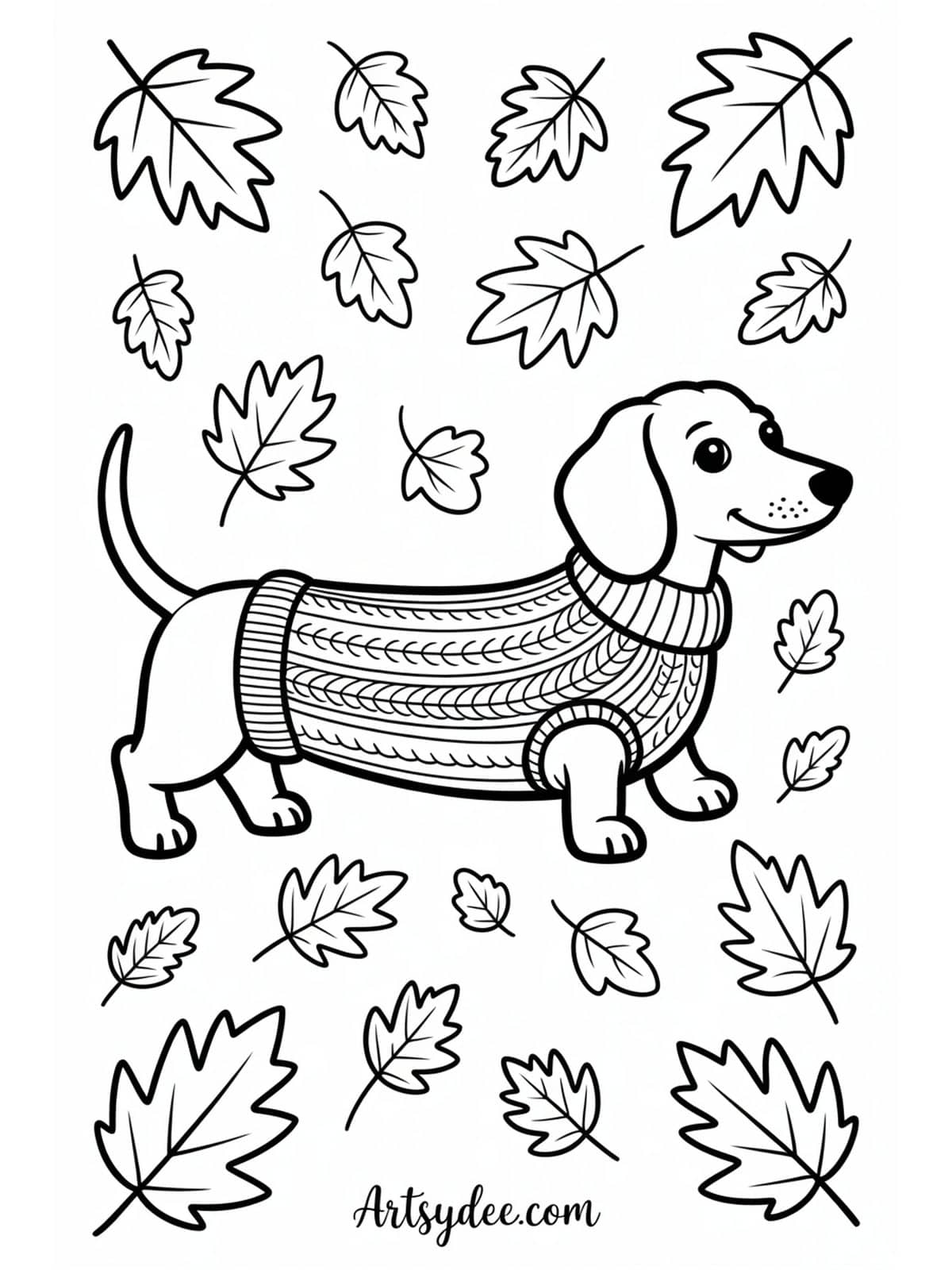 Corgi with flower crown in meadow coloring page - free printable from artsydee.com